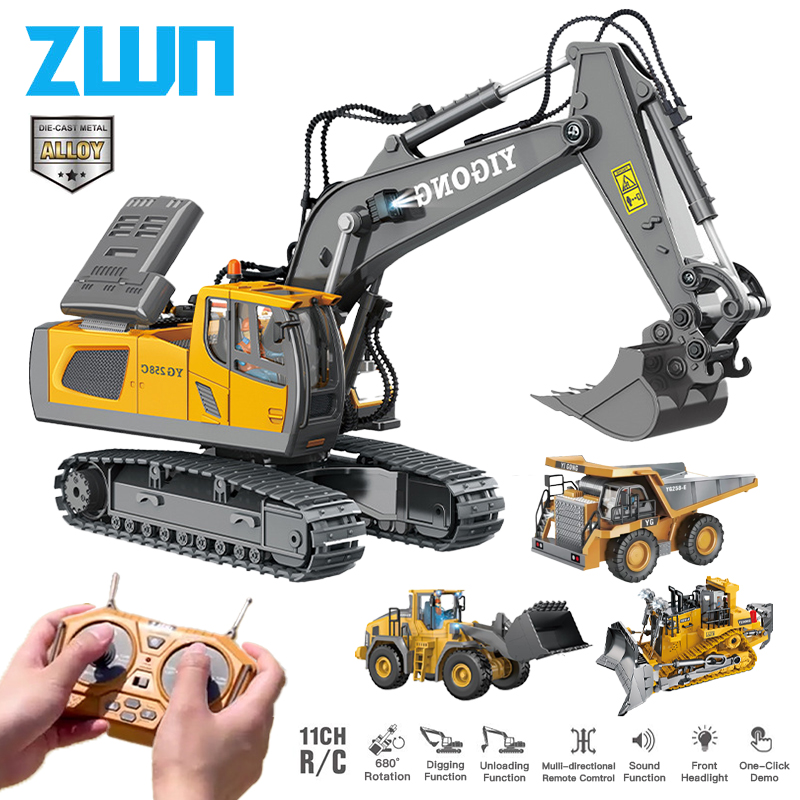 Rc Excavator Hobby - ZWN 리모컨 굴삭기 덤프 트럭, RC